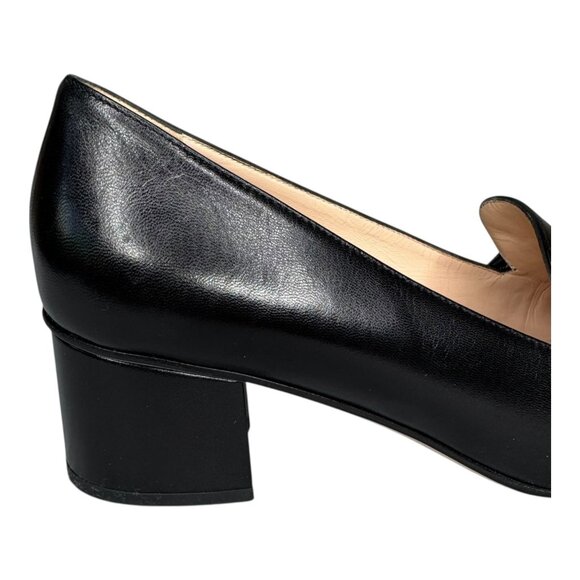 Gucci Sylvie Black Leather Chain Web Stripe Block Heel Pumps Shoes 38.5 US 8.5 - Picture 10 of 15